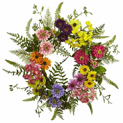 Plow & Hearth Mixed Flower Wreath, 22"