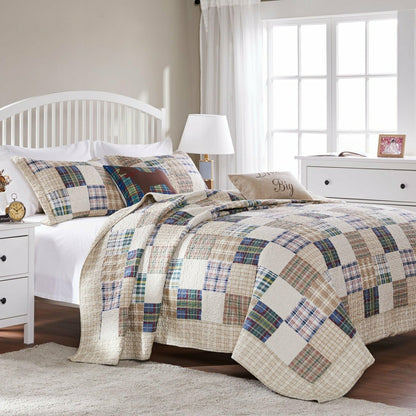 Plow & Hearth Sarah Cotton Quilted Reversible Bedding Set, Full/Queen