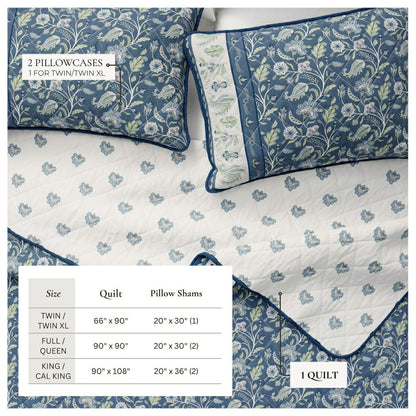 Plow & Hearth Indira Floral Boho Printed Cotton Quilt Set