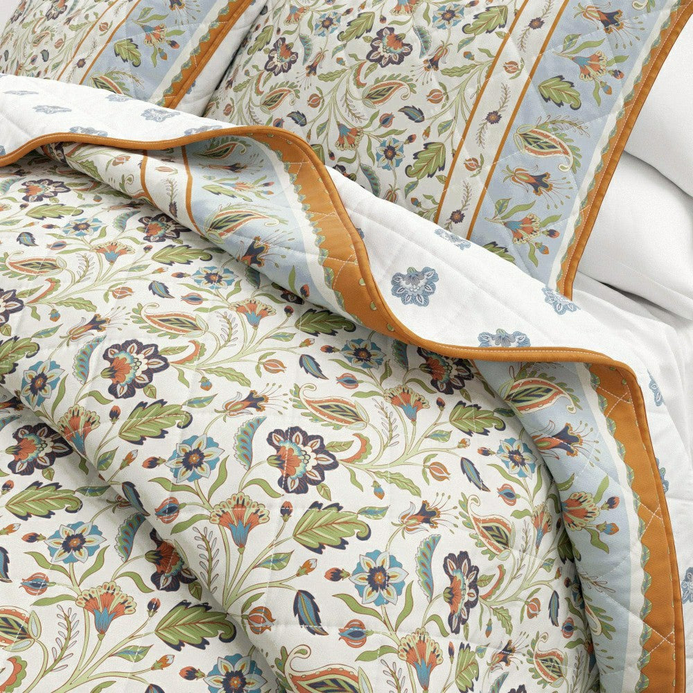 Plow & Hearth Indira Floral Boho Printed Cotton Quilt Set