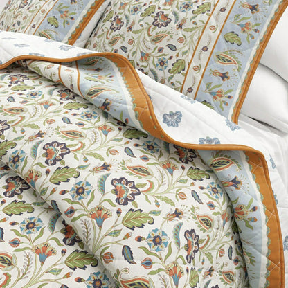 Plow & Hearth Indira Floral Boho Printed Cotton Quilt Set