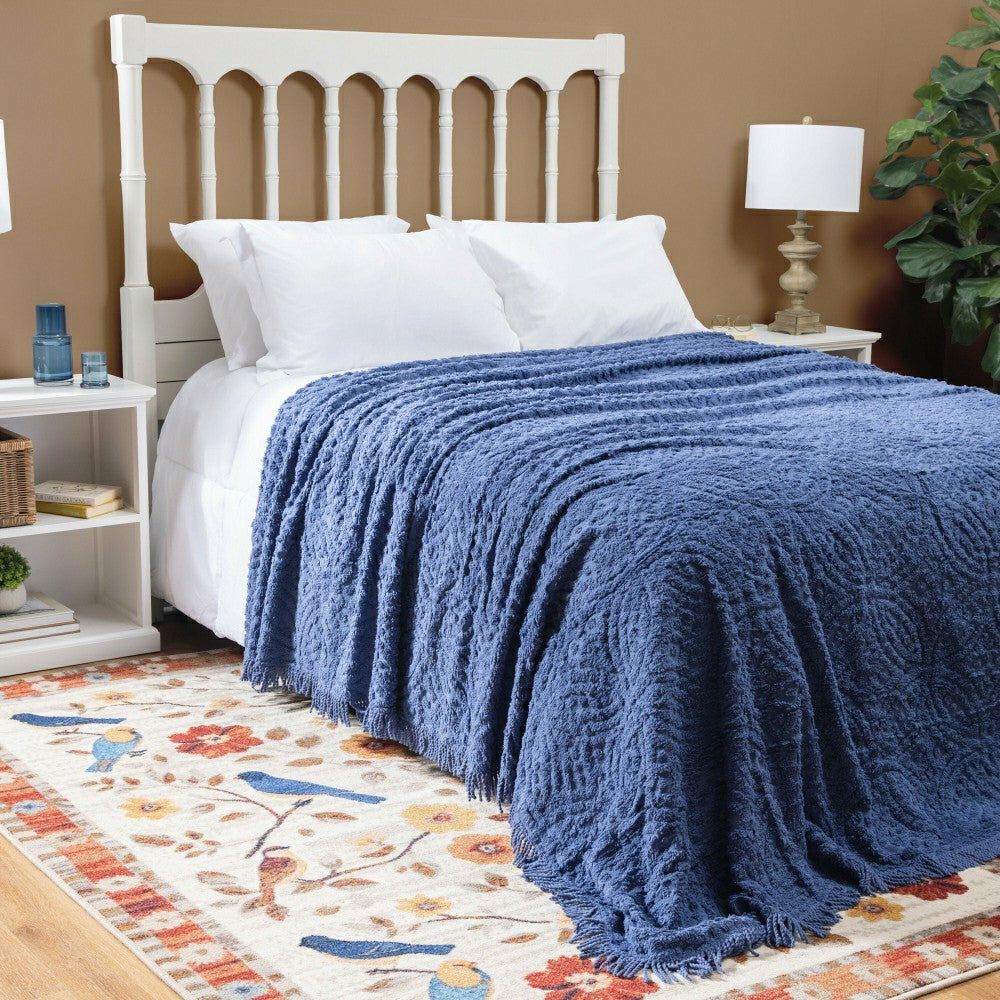 Plow & Hearth Full Wedding Ring Tufted Chenille Bedspread