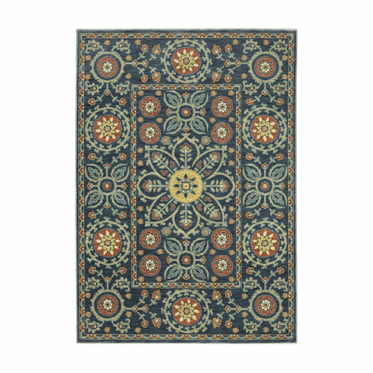 Plow & Hearth Indoor/Outdoor Clover Hill Border Polypropylene Rug, 2'3" x 7'6" Runne