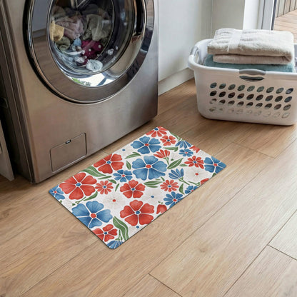 Plow & Hearth Red White & Bloom Anti-Fatigue Mat, Floral, 30"x18"