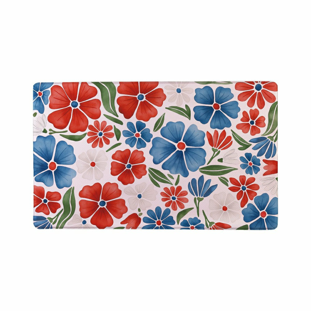 Plow & Hearth Red White & Bloom Anti-Fatigue Mat, Floral, 30"x18"
