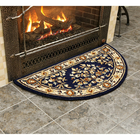 Plow & Hearth Oriental Half Round Wool Rug, 44"x22"