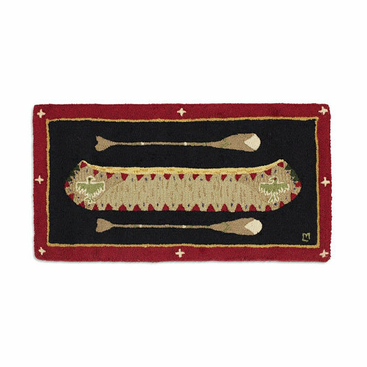 Plow & Hearth Hooked Wool Native American Longboat Canoe Accent Rug