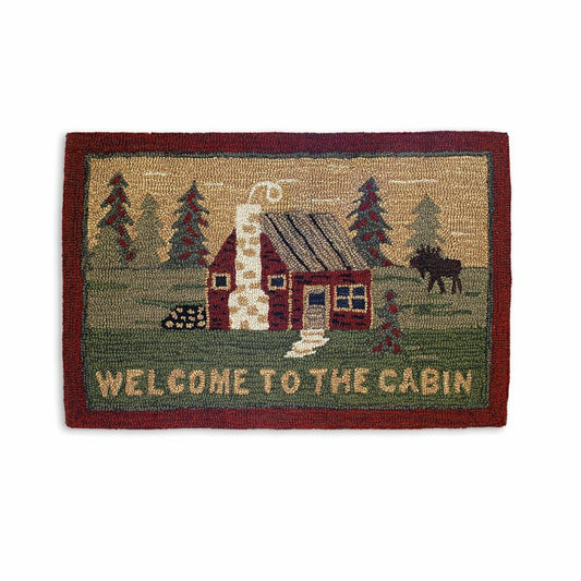 Plow & Hearth Hooked Wool Welcome to the Cabin Accent Rug