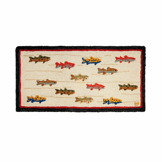 Plow & Hearth Summer Trout Hand-Hooked Wool Rug, 24" x 48"