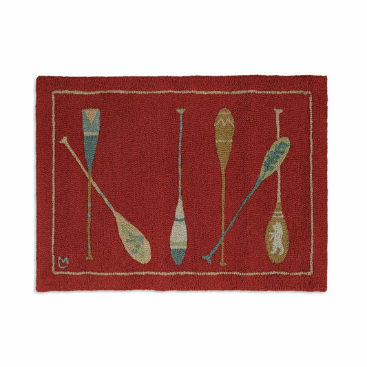 Plow & Hearth Hooked Wool Crimson Paddles Accent Rug