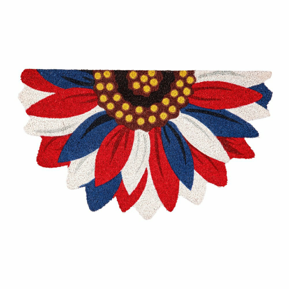 Plow & Hearth Patriotic Sunflower Shaped Coir Mat