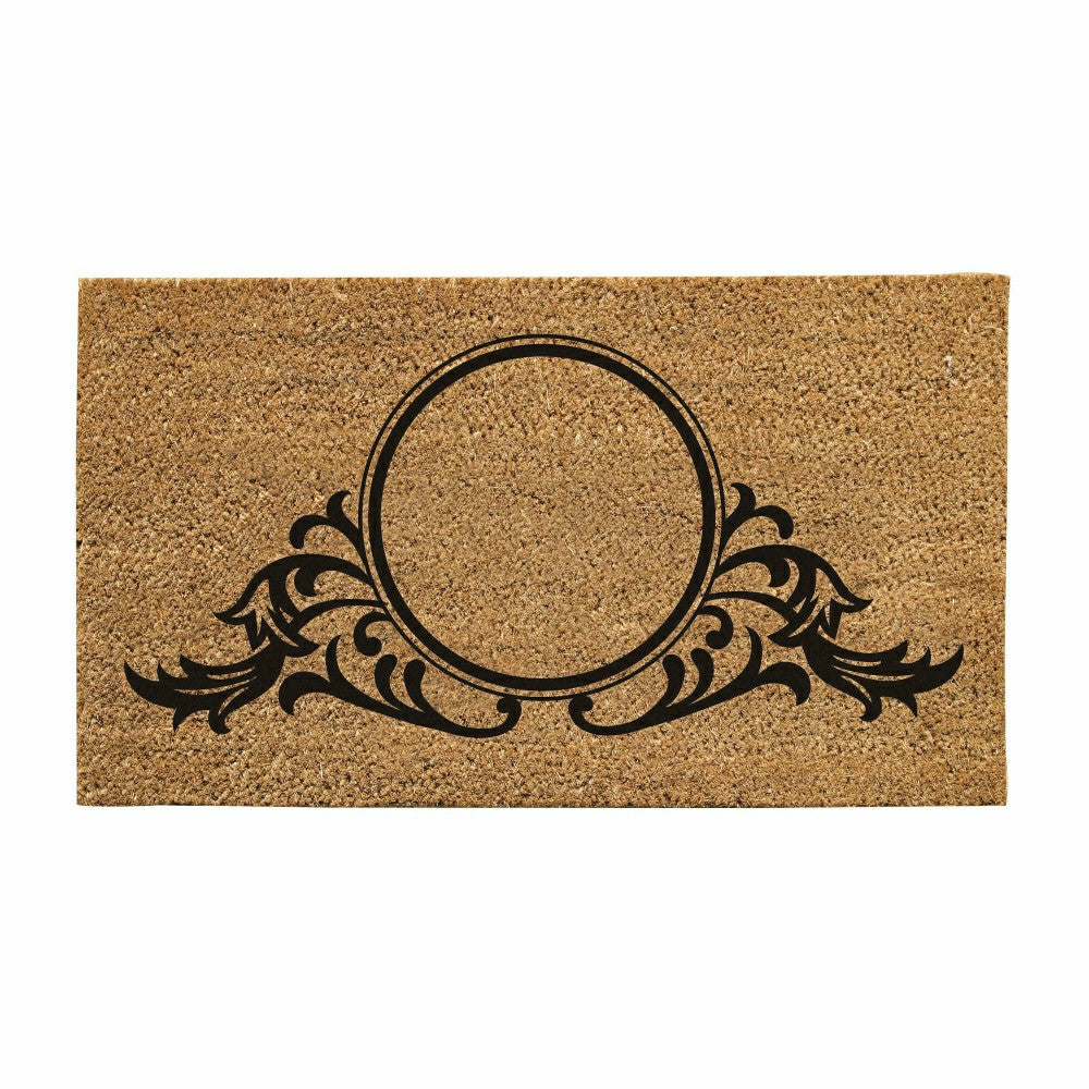 Plow & Hearth Circle Swirl Monogram Coir Door Mat, 18" X 30"
