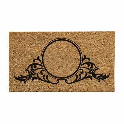 Plow & Hearth Circle Swirl Monogram Coir Door Mat, 18" X 30"