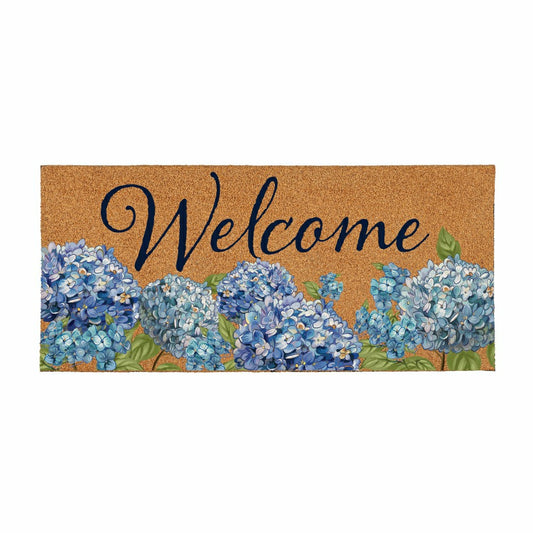 Plow & Hearth Hydrangea Haven, Flocked Coir Sassafras Switch Mat 22"x10"
