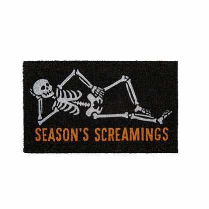 Plow & Hearth Skeleton "Season's Screamings" Coir Doormat