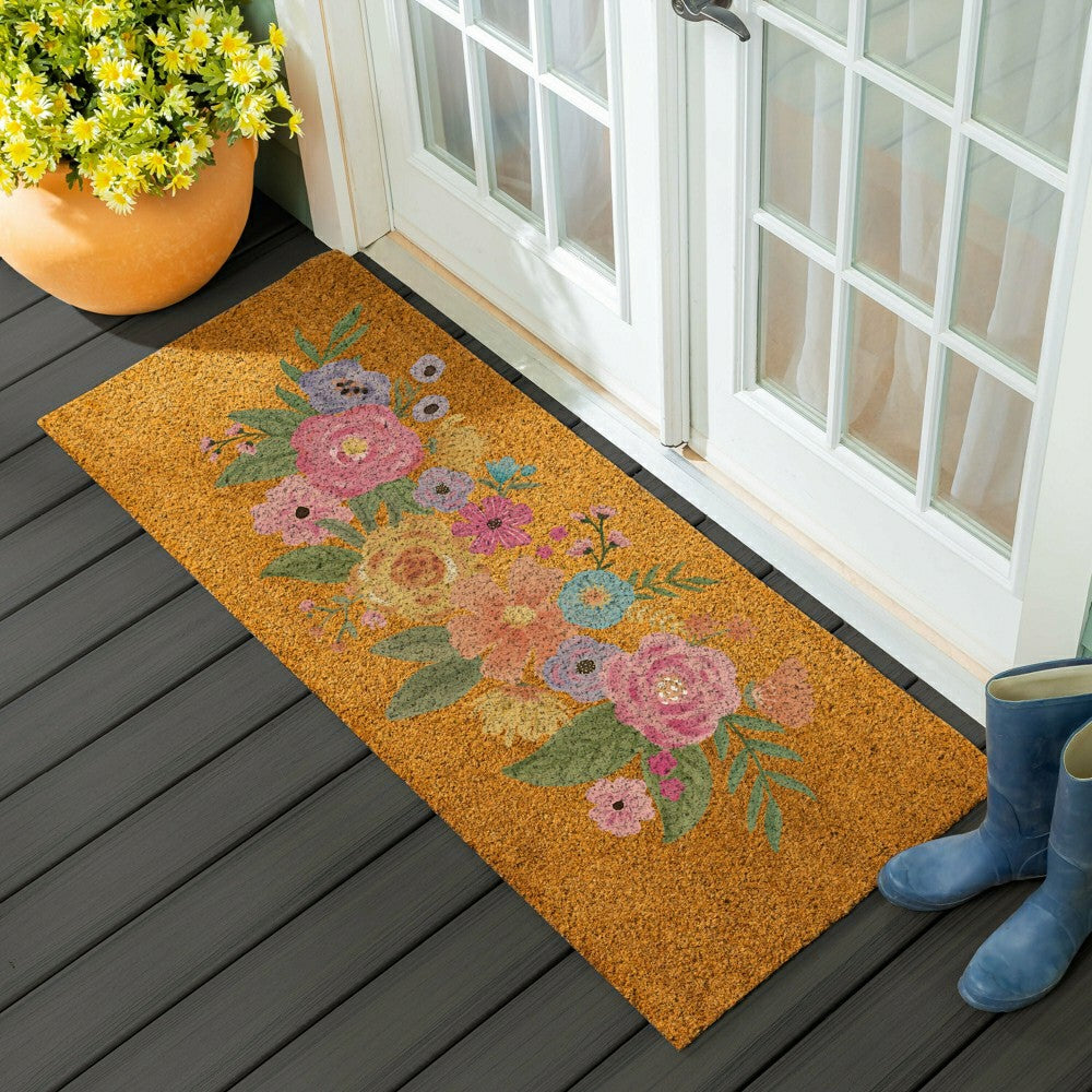 Plow & Hearth Bunny Blooms Spring Blossom, Coir Mat, 60"x24"