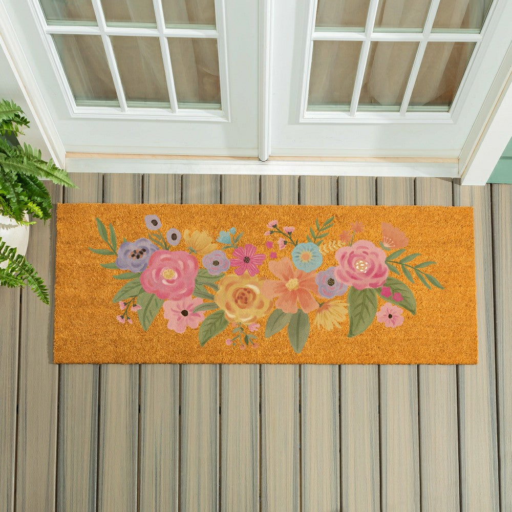 Plow & Hearth Bunny Blooms Spring Blossom, Coir Mat, 60"x24"