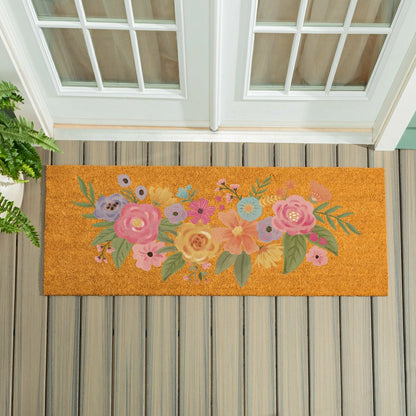 Plow & Hearth Bunny Blooms Spring Blossom, Coir Mat, 60"x24"