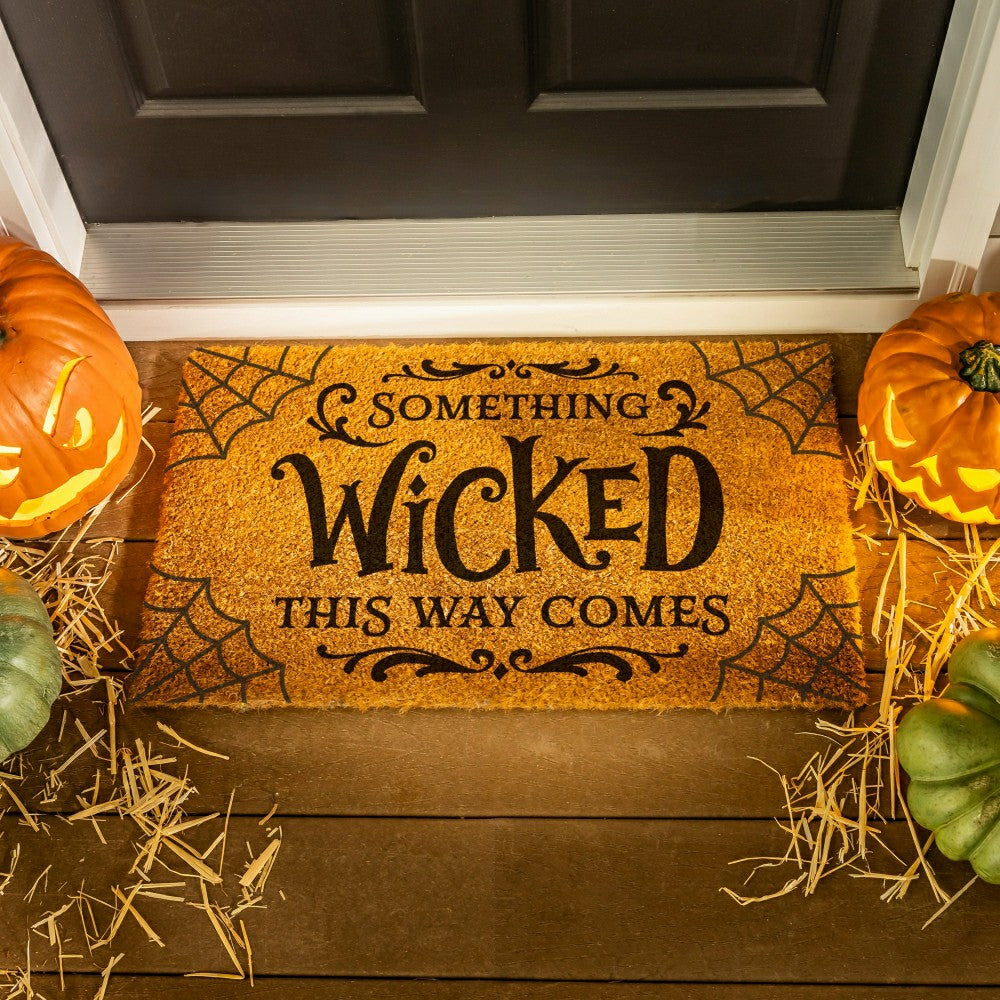 Plow & Hearth HALLOWEEN Coir Mat, "SOMETHING WICKED THIS WAY COMES",28"x16"