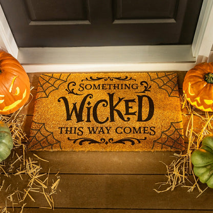 Plow & Hearth HALLOWEEN Coir Mat, "SOMETHING WICKED THIS WAY COMES",28"x16"