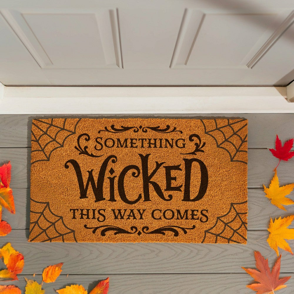 Plow & Hearth HALLOWEEN Coir Mat, "SOMETHING WICKED THIS WAY COMES",28"x16"