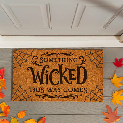 Plow & Hearth HALLOWEEN Coir Mat, "SOMETHING WICKED THIS WAY COMES",28"x16"