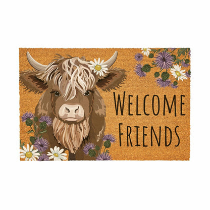 Plow & Hearth Petal & Plow Highland Cow Coir Mat, 36"x24"