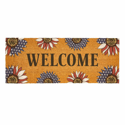 Plow & Hearth American Classic Patriotic Sunflower, Coir Mat, 60"x24"