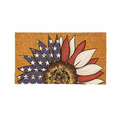 Plow & Hearth American Classic Patriotic Sunflower, Coir Mat 28"x16"