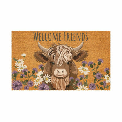 Plow & Hearth Petal & Plow Highland Cow, Coir Mat 30"x18"