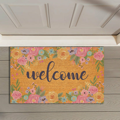 Plow & Hearth Bunny Blooms Spring Blossom, Coir Mat 30"x18"
