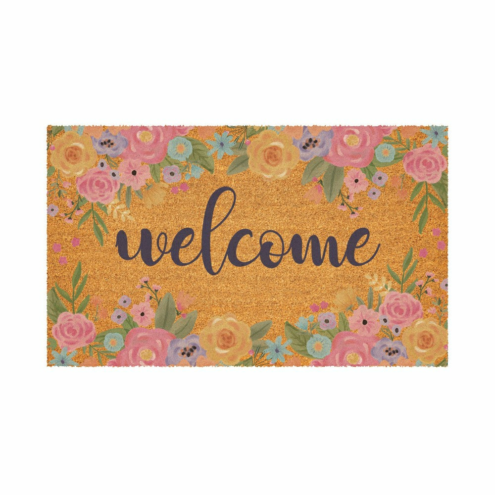 Plow & Hearth Bunny Blooms Spring Blossom, Coir Mat 30"x18"