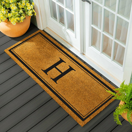 Plow & Hearth Monogram Coir Mat 60"x24", Letter H