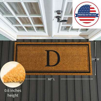 Plow & Hearth Monogram Coir Mat 60"x24", Letter D