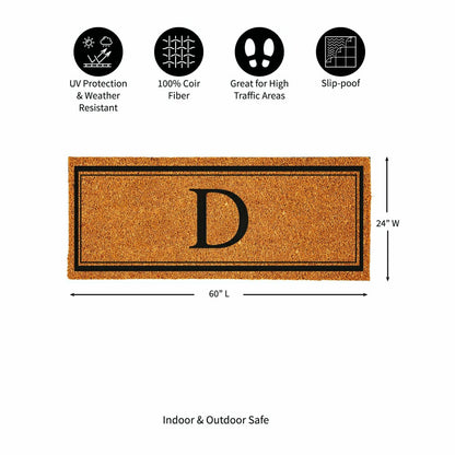 Plow & Hearth Monogram Coir Mat 60"x24", Letter D
