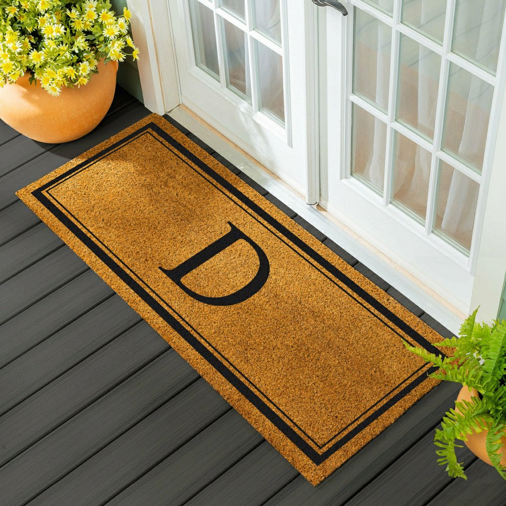 Plow & Hearth Monogram Coir Mat 60"x24", Letter D