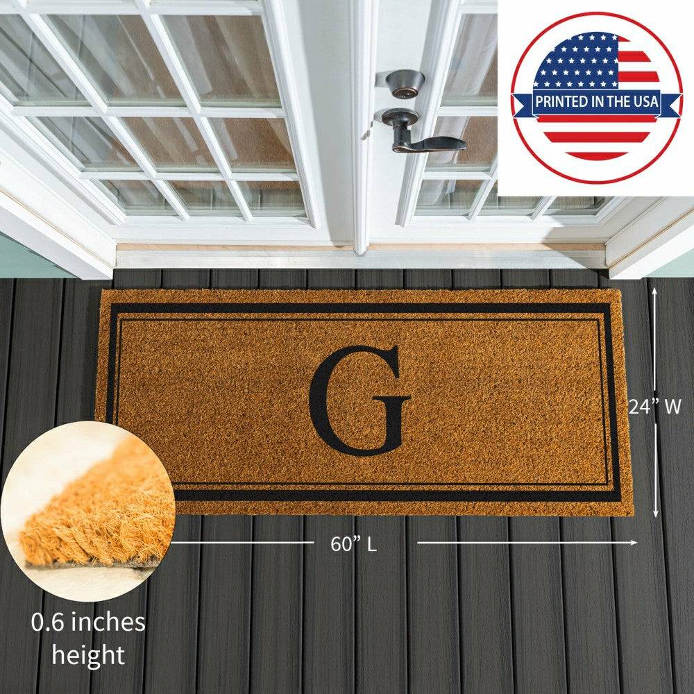 Plow & Hearth Monogram Coir Mat 60"x24", Letter G
