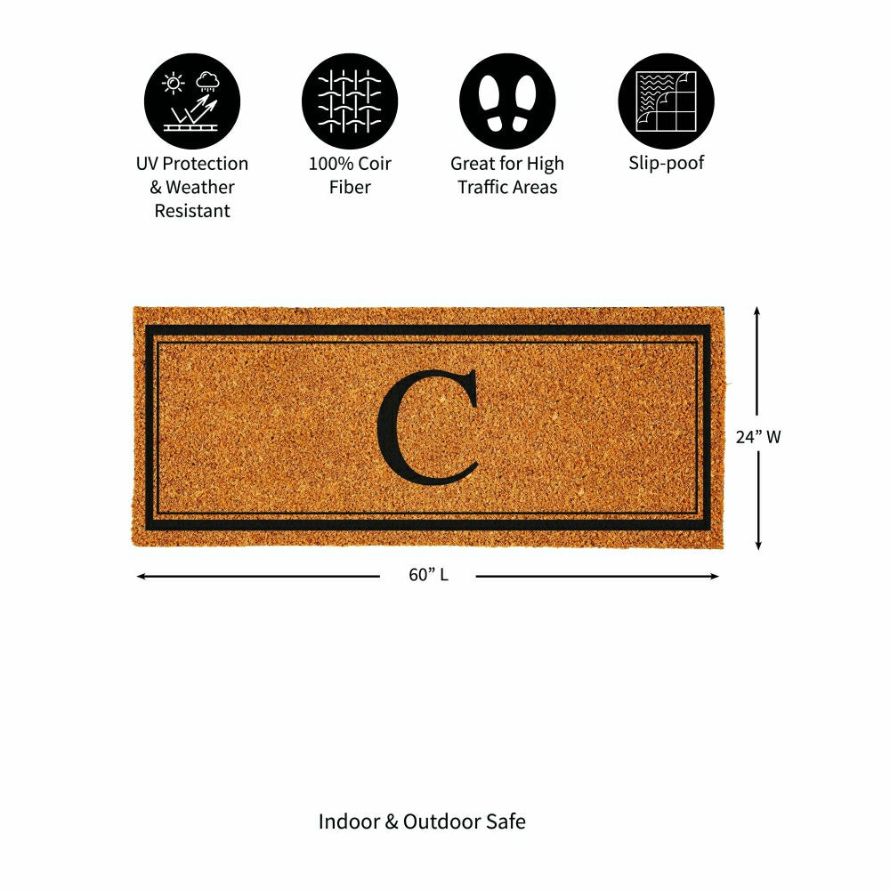 Plow & Hearth Monogram Coir Mat 60"x24", Letter C