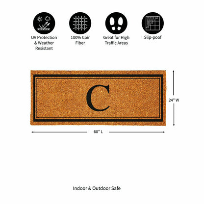 Plow & Hearth Monogram Coir Mat 60"x24", Letter C