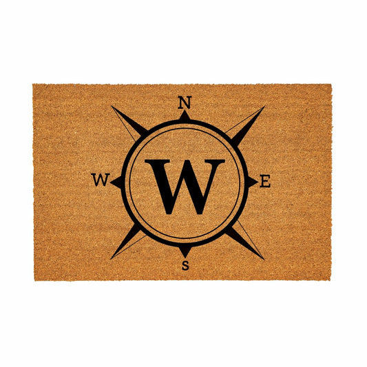 Plow & Hearth Coastal Coir Mat Compass Monogram 36x24"