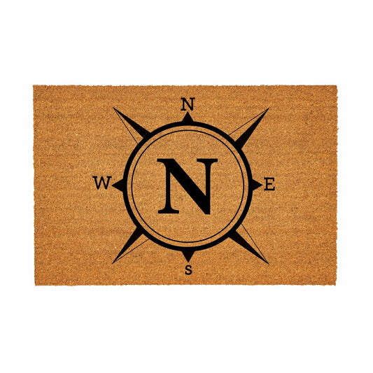 Plow & Hearth Coastal Coir Mat Compass Monogram 36x24"