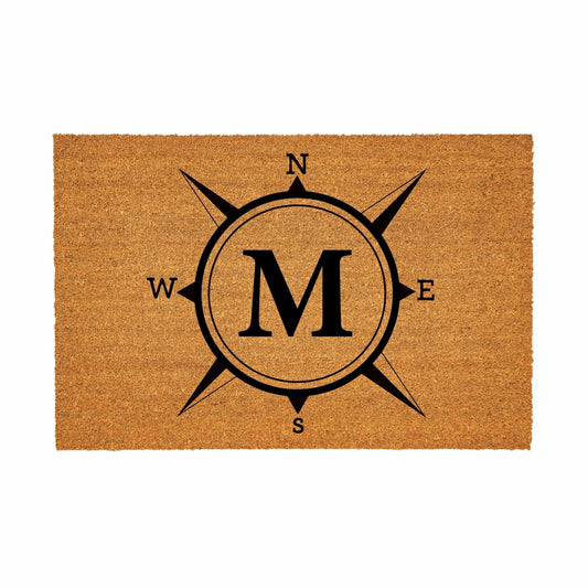Plow & Hearth Coastal Coir Mat Compass Monogram 36x24"