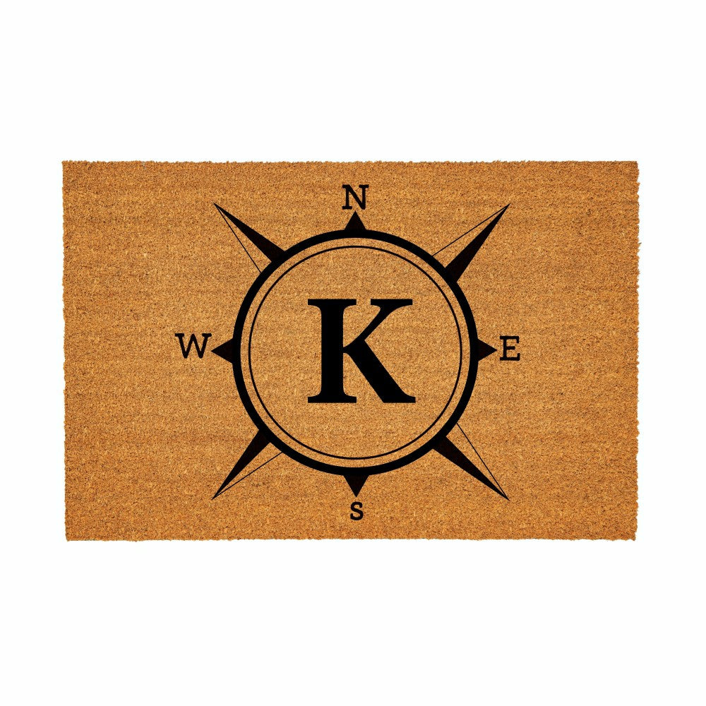 Plow & Hearth Coastal Coir Mat Compass Monogram 36x24"
