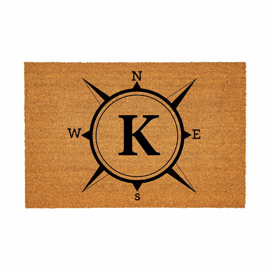 Plow & Hearth Coastal Coir Mat Compass Monogram 36x24"