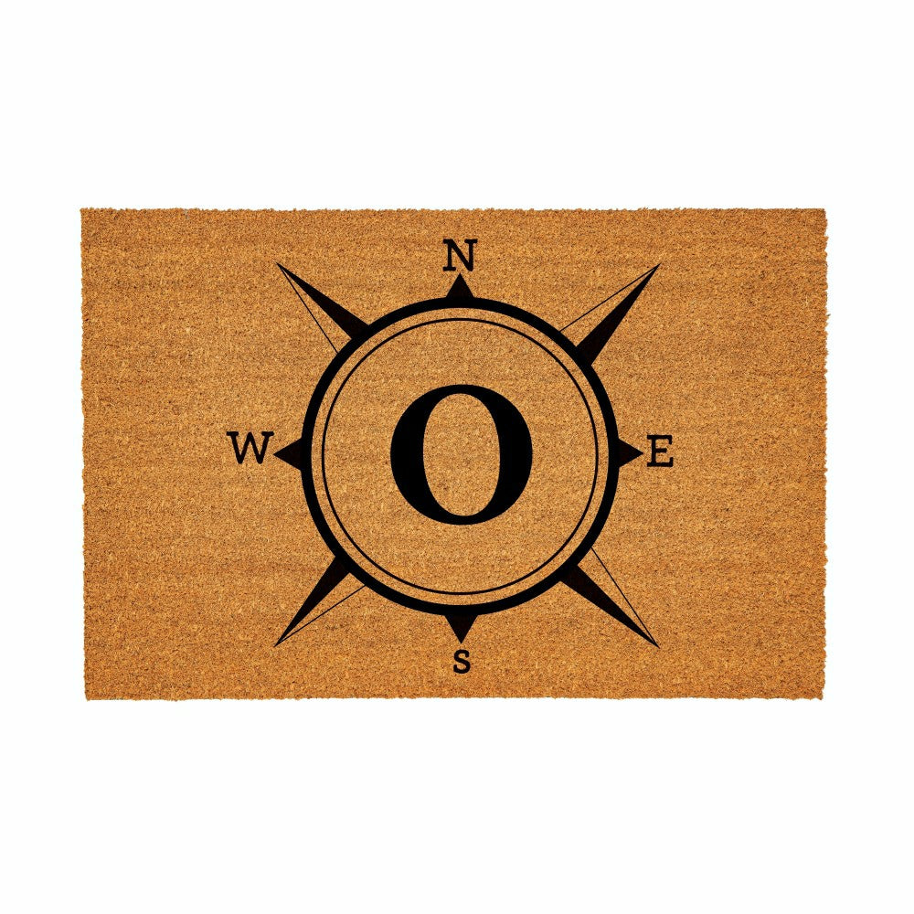 Plow & Hearth Coastal Coir Mat Compass Monogram 36x24"