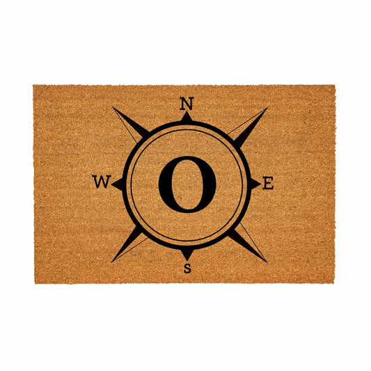Plow & Hearth Coastal Coir Mat Compass Monogram 36x24"