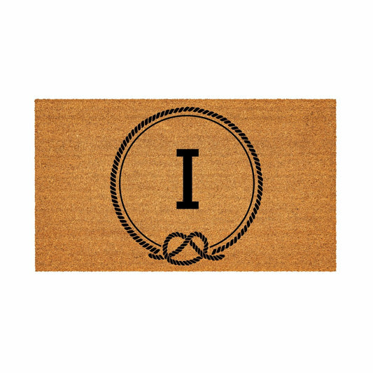 Plow & Hearth Coastal Coir Mat Nautical Monogram 28x16"