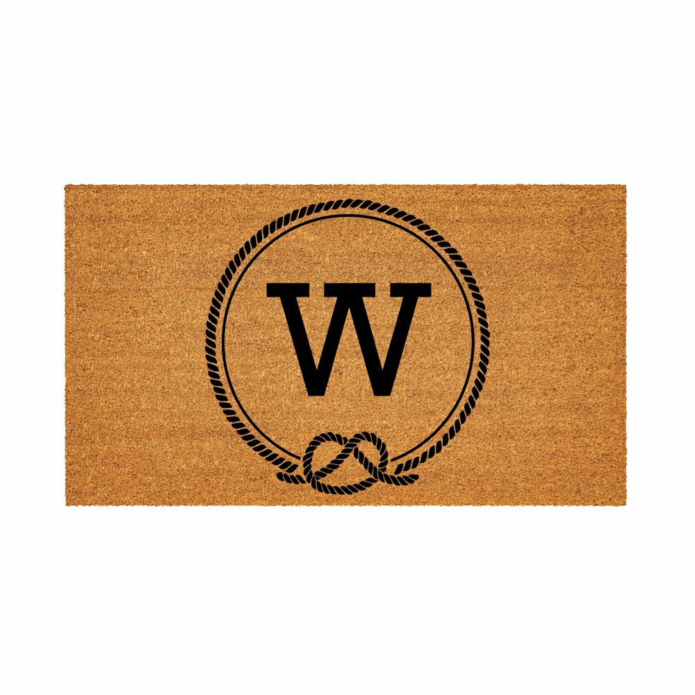 Plow & Hearth Coastal Coir Mat Nautical Monogram 28x16"