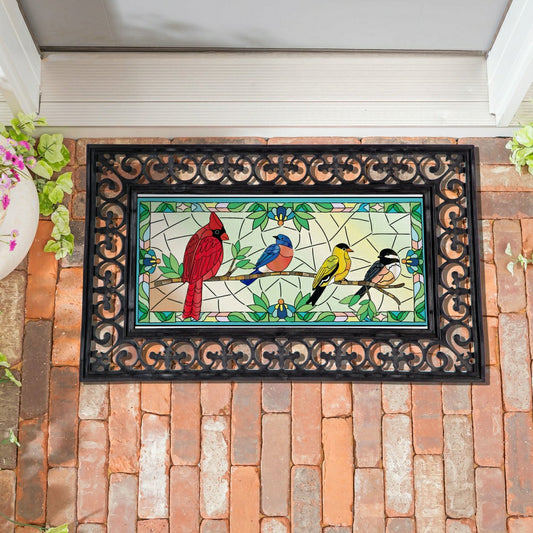 Plow & Hearth Stained Glass Songbirds Sassafras Switch Mat