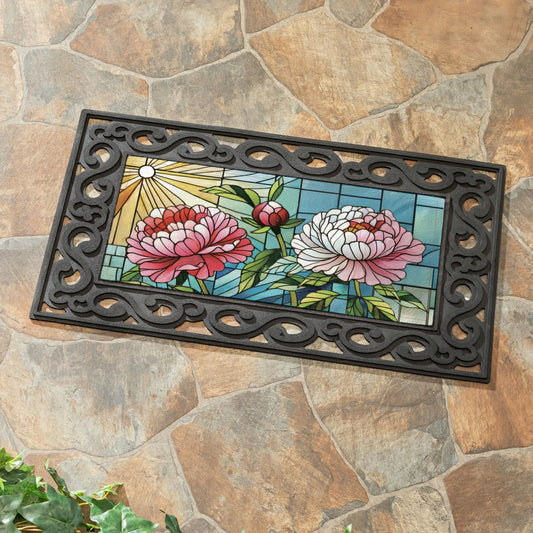 Plow & Hearth Floral Stained Glass Sassafras Switch Mat